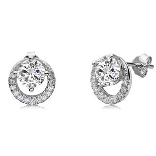 זוג עגילים אייס מכסף משובץ