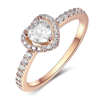 טבעת לב H12 רוז גולד משובצת