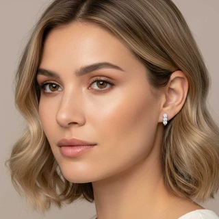 זוג עגילים ביילי מכסף משובץ