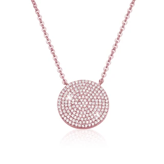 שרשרת עיגול רוז גולד משובץ