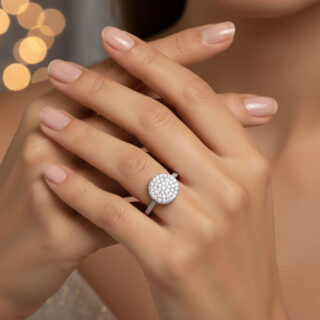 טבעת עיגול משובץ מכסף