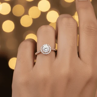 טבעת אלין רוז גולד משובץ