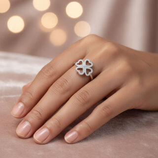 טבעת תילתן מכסף משובץ