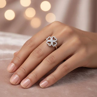 טבעת תילתן מכסף משובץ