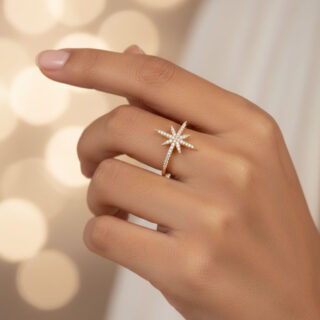 טבעת קרח גולדפילד משובץ