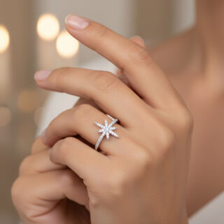 טבעת קרח מכסף משובץ