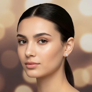 זוג עגילים תילתן רוז גולד משובץ