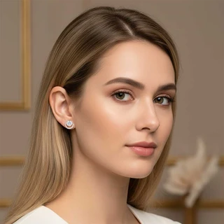 זוג עגילים אייס רוז גולד משובץ