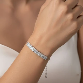 צמיד קירה מכסף משובץ