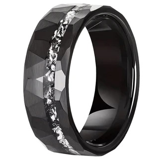 טבעת לגבר טונגסטן בציפוי שחור דגם R1017