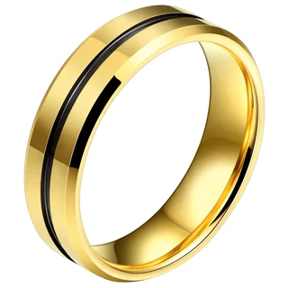 טבעת לגבר טונגסטן בציפוי זהב דגם R1037