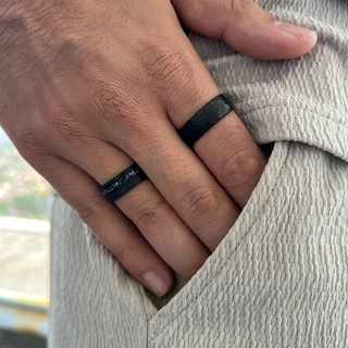 טבעת לגבר טונגסטן בציפוי שחור דגם R1017