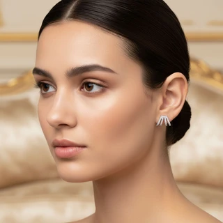 זוג עגילים מישל מכסף משובץ