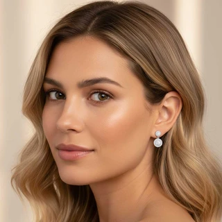 זוג עגילים לורין נופלים מכסף משובץ