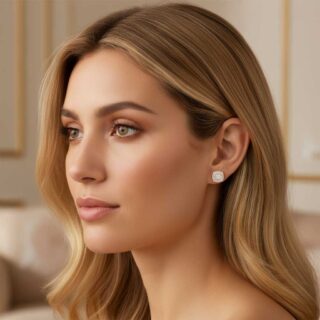 זוג עגילים קיילי רוז גולד משובץ