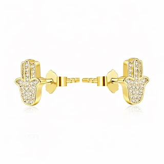 זוג עגילים חמסה גולדפילד משובץ