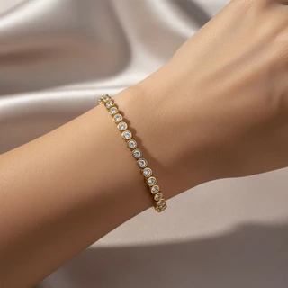 צמיד טניס עיגולים גולדפילד משובץ דגם T4