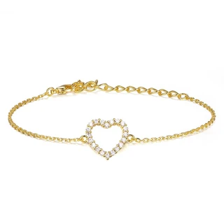 צמיד לב חלול גולדפילד משובץ