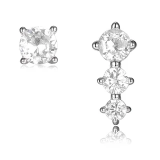 זוג עגילים מילה מכסף משובץ