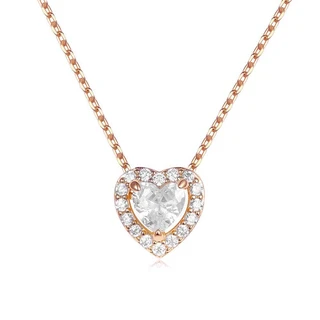 שרשרת לב H12 רוז גולד משובץ