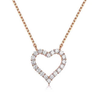 שרשרת לב חלול רוז גולד משובץ