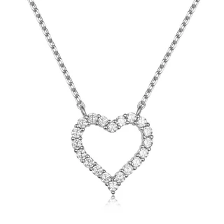 שרשרת לב חלול מכסף משובץ