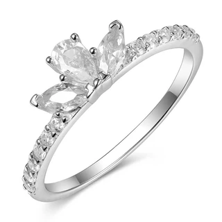 טבעת נולי מכסף משובץ