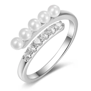 טבעת טורי מכסף משובץ ופנינים