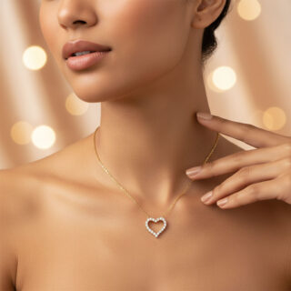 שרשרת לב חלול גולדפילד משובץ