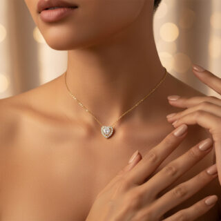 שרשרת צ’וקר / קולר לב H12 גולדפילד משובץ