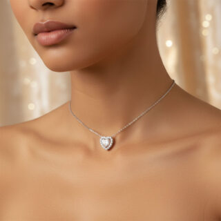 שרשרת צ’וקר / קולר לב H12 מכסף משובץ