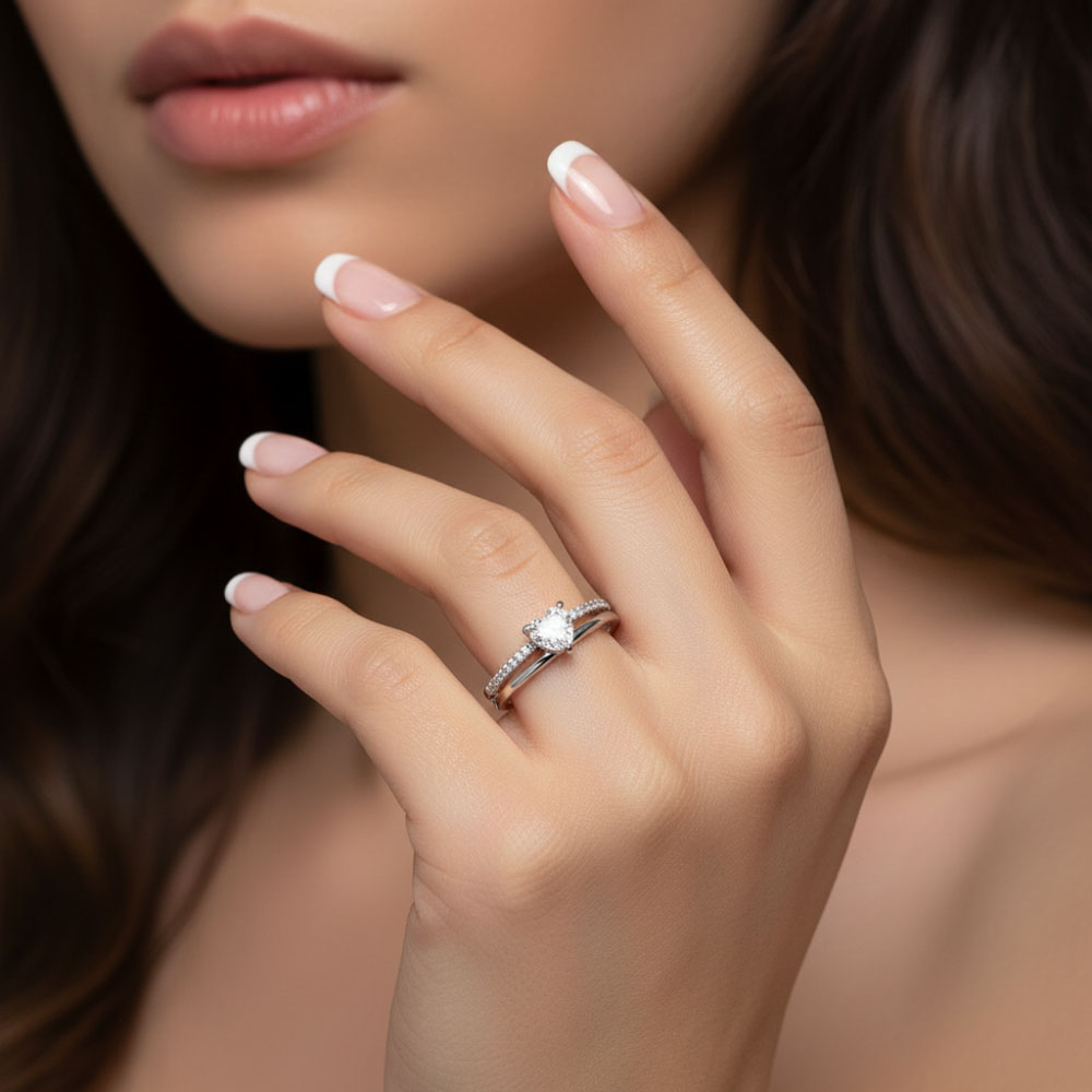 טבעת פאריס מכסף משובץ