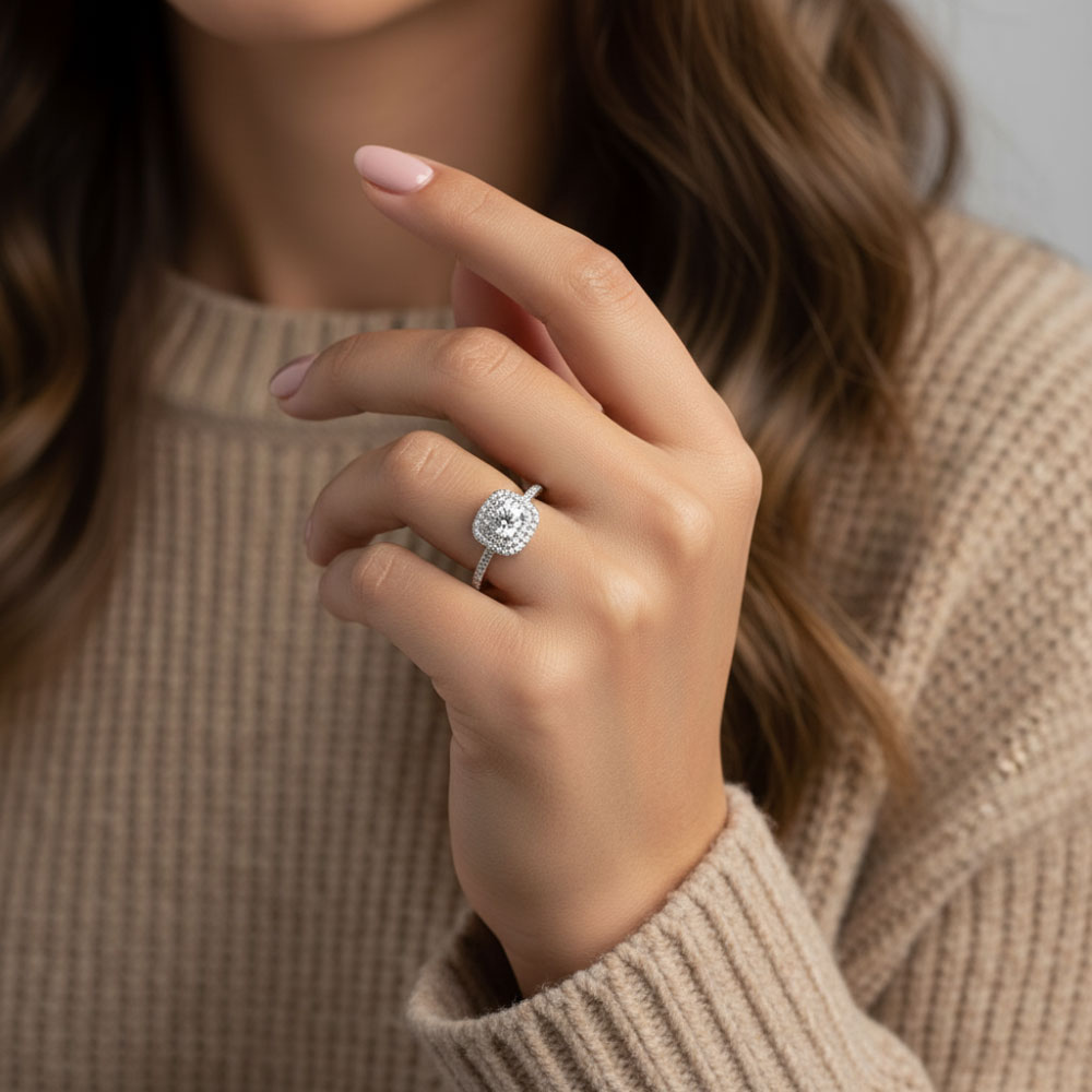 טבעת סאני מכסף משובץ