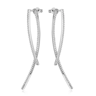 זוג עגילים טאיה מכסף משובץ