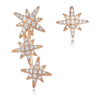 זוג עגילים קרח מטפס רוז גולד משובץ