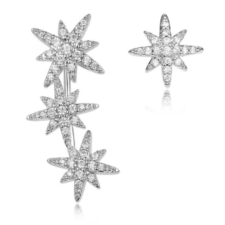 זוג עגילים קרח מטפס מכסף משובץ