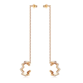 זוג עגילים רוזי רוז גולד משובץ