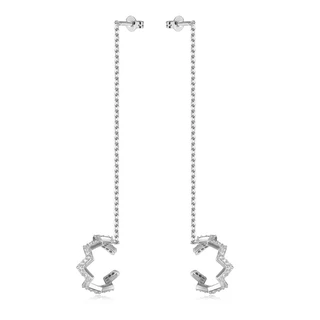 זוג עגילים רוזי כסף משובץ