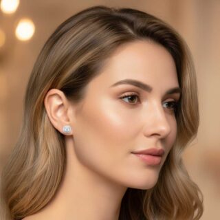 זוג עגילים סאני מכסף משובץ