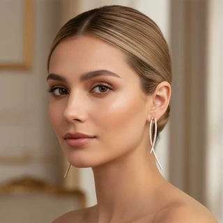 זוג עגילים טאיה רוז גולד משובץ