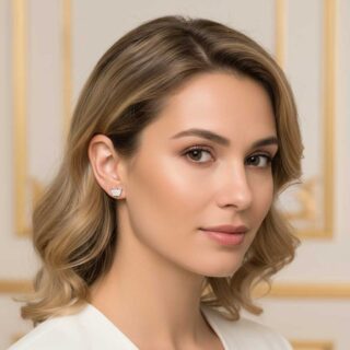 זוג עגילים כתר מכסף משובץ