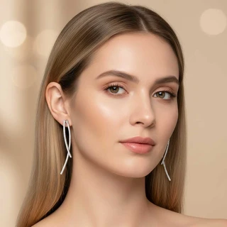 זוג עגילים טאיה מכסף משובץ