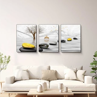 סט שלישיית תמונות קיר מעוצבות קריסטל פורצלן דמוי זכוכית דגם SWP7