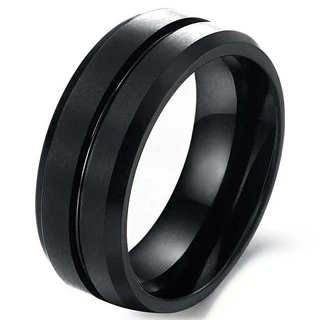 טבעת טונגסטן שחורה דגם B22