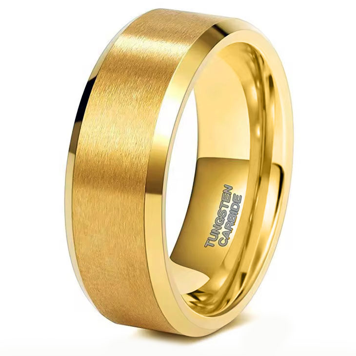 טבעת לגבר טונגסטן מוזהב דגם R1054