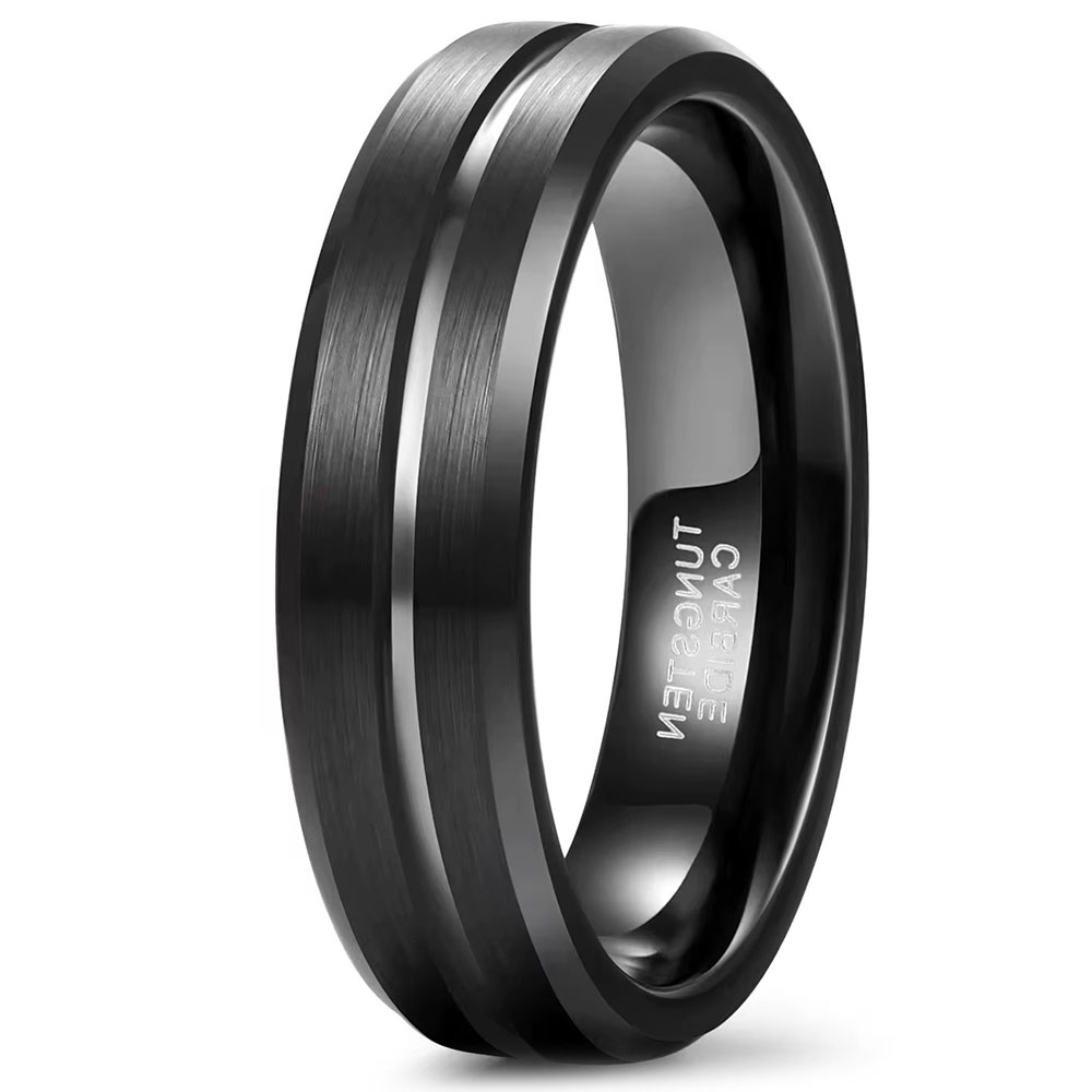טבעת לגבר טונגסטן שחורה דגם R1057