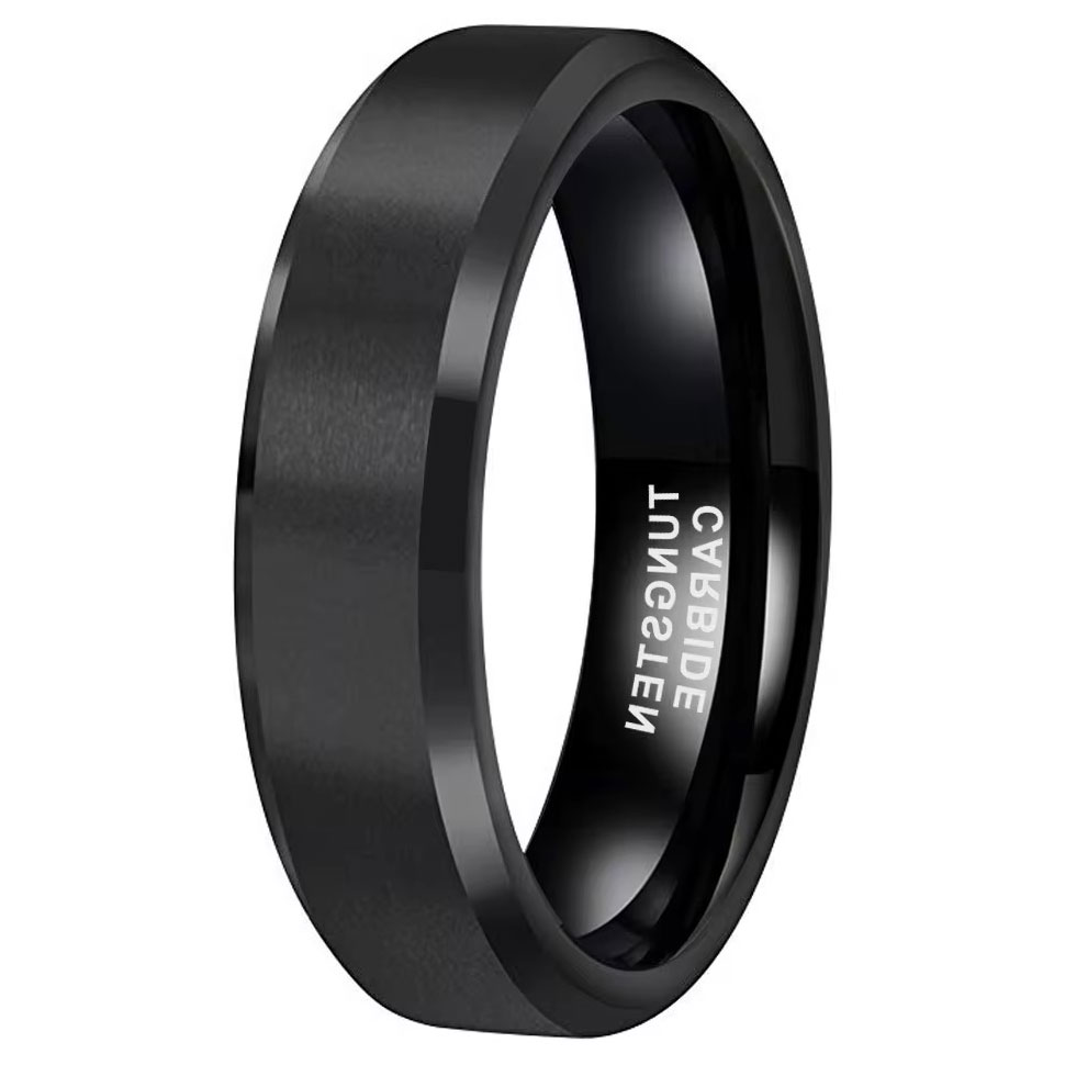 טבעת לגבר טונגסטן שחורה דגם R1058
