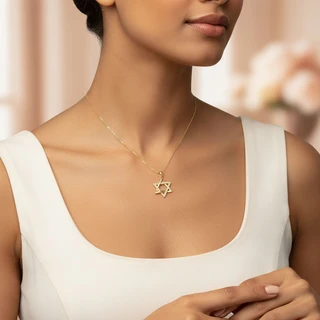 שרשרת מגן דוד משובץ מגולדפילד דגם MD