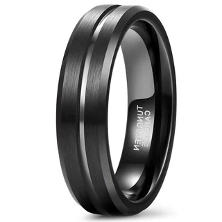 טבעת לגבר טונגסטן שחורה דגם R1057