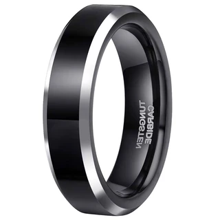 טבעת לגבר טונגסטן שחור מטאלי דגם R1059